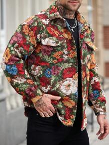 Manfinity Homme Men's Floral Pattern Long Sleeve Jacket - Brown - View 5