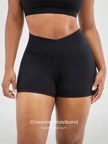 GLOWMODE 4.3" FeatherFit™ Crossover Cutie Biker Shorts Low Impact Cycling Running Gym Workout