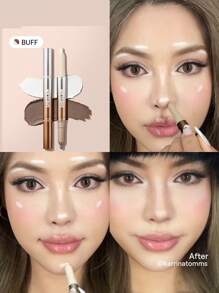 SHEGLAM Fine Line 2-In-1 Nose Contour & Highlight Pen-Buff 2-Color Contour Stick Non-Greasy Long Lasting Natural Highlighter Dual-Use Multi-Use Sculpt Smoothes Fine Lines Creamy Contour Graduation Birthday Holiday Summer Fall Autumn Y2K Fancy Fashion Women Makeup Cosmetic Party Beach Travel Camping Outdoors School Campus Trip Festivals Decor Gift Present Rose Girl Cosplay Best Color Charm Vibe