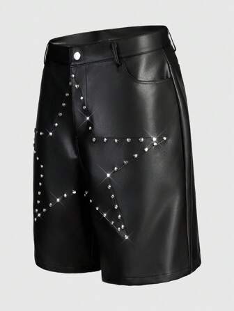 Grunge Punk Short large décoré de clous à la mode pour hommes, été