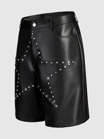 Grunge Punk Short large décoré de clous à la mode pour hommes, été