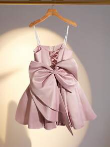 Modelyn Women's Mini Solid Color Backless Dress, Minimalist And Fashionable For Summer - Pink - View 2