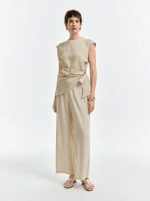 Aalyst Loose Asymmetrical Hem Linen-Feel Comfortable Shirt