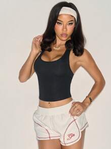 Slayform Camiseta sin espalda de mujer para deporte y yoga - Negro - Ver 4