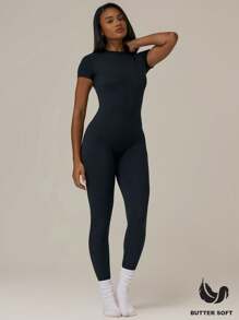 MUSERA ESSENTIALS Buttery Soft Cap Sleeve Fitted Jumpsuit Catsuit Basic Cute Casual Spring Summer Vacation Festival Concert Fall Autumn Winter Everyday