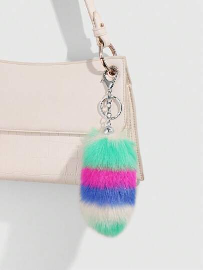 Grunge Punk 1 pièce Porte-clés/breloque de sac mignon et vintage de haute qualité en peluche multicolore style queue d'animal DIY, convient pour les femmes, le port quotidien, cadeau de vacances