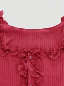 Lunelith SHEIN Lunessa Women Lace Knitted Stretchy Asymmetrical Hem Camisole Tank Top