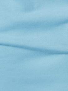 Manfinity Homme Men's Summer Casual Colorblock Notch Neck Short Sleeve T-Shirt - Baby Blue - View 4