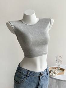 SHEIN ChicEase Sleeveless Bow Backless Tank Top, Stylish For Summer - Grey - View 2