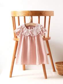 Baby/Baby Girl Summer Pastoral Style Puff Sleeve Apricot Cute Collar Dress - Orange - View 1