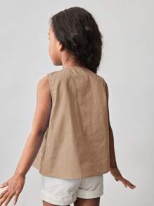 Maija Kids Maija Kids Camiseta de tirantes informal con cuello redondo y decoración de mariposa tejida para niña joven
