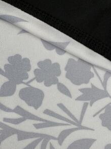 EMERY ROSE Women's Vacation Plant Print 3/4 Sleeve Loose Front Open Casual Lightweight Jacket