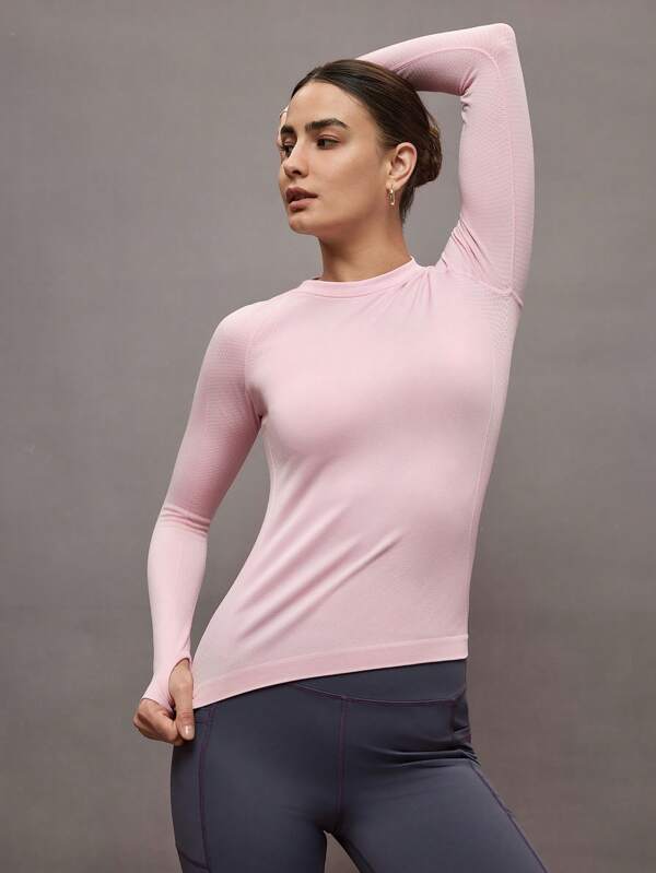 Activina Activina Solide Raglan Mouw Sport Lange Mouw T-shirt Getailleerd Shirt
