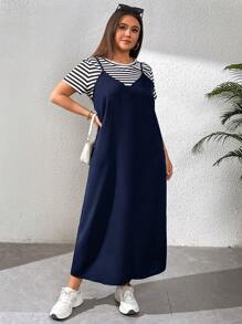 SHEIN Essnce Traje informal para mujer talla grande, vestido de dos piezas, traje de verano de mujer de dos piezas, conjunto de concierto, conjunto para salir, conjunto para concierto country de verano