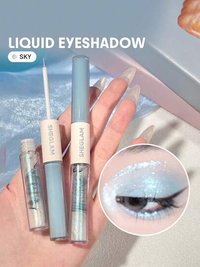 Fard à PaupièRes Liquide à Double ExtréMité Silk & Sparkle-Fard à PaupièRes Longue Tenue Sky Fard à PaupièRes Liquide Mat Pailleté Fard à PaupièRes Multi-Usages Lisse Et Brillant Marque Beauté Visage Maquillage CosméTique Pour Femmes Filles Parfait Pour Automne Hiver IdéAl Pour Y2K ÉLéGant Mode Adapté Pour Anniversaire Xmas PréSent FêTe PrêT Meilleure Couleur