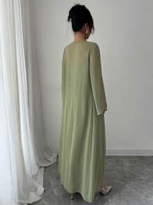 Modelyn 2 件套：优雅法式度假吊带连衣裙配夹克 - 綠色 - 查看 2