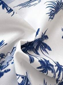 Set de 2 piezas de camisa con estampado de hojas y shorts casuales para niño, estilo de vacaciones de verano - Multicolor - Ver 3