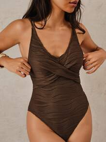 SHEIN Swim High Rise One-Piece Tummy Control Swimsuit For Summer Beach Vacation