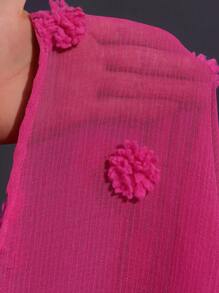 SHEIN CURVE+ Vestito da vacanza senza maniche in jacquard fucsia taglie forti, abito in tessuto floreale tridimensionale, vestito curvy, abito da vacanza, outfit estivo da donna, abito da spiaggia, outfit da spiaggia, vestito da spiaggia, vestito da vacanza al mare, essenziali da spiaggia, abito per laurea, abito per festa del tè