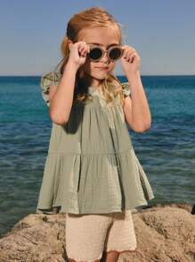 SHEIN Jeune fille Short décontracté à jambes droites amples, Printemps & Été