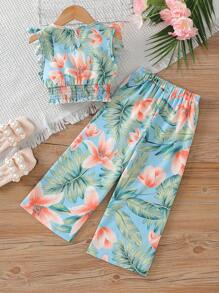 Young Girl 2pcs Set - Camisole Top And Pants, Stylish And Suitable For Summer