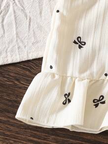 Souflis Souflis Baby Girl Summer Spaghetti Strap Ruffled Bow Polka Dot Print Top And Pants Set