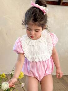 LMoss Kids 女婴编织格子撞色领连体衣