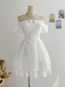 Soleia Abito bohémien, boho, floreale romantico, da vacanza, floreale per il 4 luglio, outfit da rave, abito bianco da laurea, abito da festa, outfit da laurea, abito per il 4 luglio, abito giallo burro per festival del 4 luglio, concerto e vacanze, elegante abito a fascia con fiocco e gonna mini principessa, adatto per vacanze