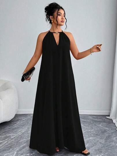 Elenzga 大码女式时尚无袖宽松纯色吊带连衣裙，情人节红色，新年