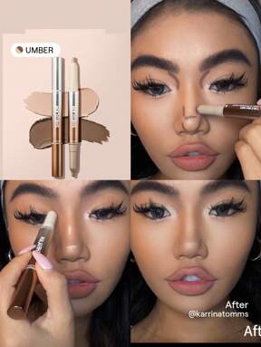 SHEGLAM Stylo Contour Du Nez Et Surligneur 2 En 1 Fine Line-BâTon Contour 2 Couleurs Umber Surligneur Naturel Non Gras Et Longue DuréE Double Usage Multi-Usage Sculpte Lisse Les Ridules Contour CréMeux Marque Beauté Visage Maquillage CosméTique Pour Femmes Filles Parfait Pour Hiver IdéAl Pour Y2K ÉLéGant Mode Adapté Pour Anniversaire Cadeau FêTe PrêT Meilleure Couleur