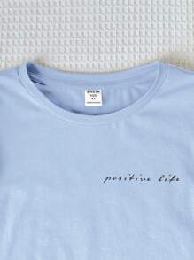 SHEIN Leap Crew Young Boy Vacation Theme Graphic Round Neck Short Sleeve T-Shirt - Blue - View 6