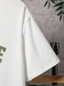 Conjunto de 3 piezas de ropa informal para adolescentes varones, incluye chaleco verde oliva, camiseta con estampado de letras y shorts utilitarios, adecuado para uso diario en verano