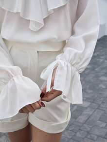 CLARA VERO 荷葉邊喇叭袖襯衫