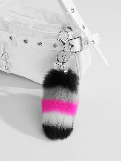 Grunge Punk 1 pezzo Portachiavi/charm da borsetta di coda animale mini in stile Y2K retrò elegante e dolce, in ecopelliccia di alta qualità, adatto come accessorio per ragazze e donne per uso quotidiano o come regalo per festival