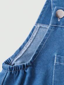 Elladie kids Young Girl' Cartoon Butterfly Print Denim Bib Pants, Casual Fashion Outfit For Summer