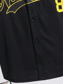 Tween Boys' Casual Versatile Comfortable Printed Patchwork Knit Open Front Loose Cardigan - Black - View 6