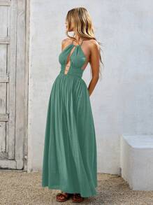 SHEIN VCAY 性感露背女士长款度假连衣裙