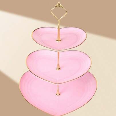 三层心形蛋糕架，适用于创意婚礼、生日派对、糖果、甜点、下午茶、下午茶、情人节婚礼、生日、复活节、派对礼品、派对、情人节、黑色情人节、情人节婚礼