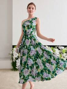 MOTF Soiréza PLEATED ASYMMETRICAL NECK COCKTAIL DRESS - Multicolor - View 1