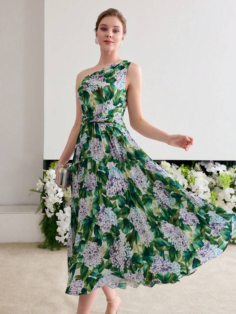 MOTF Soiréza PLEATED ASYMMETRICAL NECK COCKTAIL DRESS - Multicolor - View 1