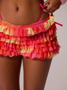 MUSERA Low Rise Floral Print Ruffle Micro Mini Shorts Ibiza Sexy Vacation Holiday Summer Festival Beachwear Romantic Elegant Birthday Rave Tequila Sunrise Club