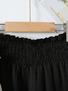 Wildeya 2pcs/Set Girls' Casual Wide Leg Pants With Ruffle Hem, Suitable For Vacation, Travel, Daily Wear