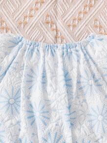 Baby Girls' Simple Blue Short Sleeve Top And Ruffle Skirt Set, Summer - Blue - View 5