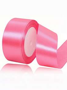 SHEIN 1pc Satin Ribbon(22 Meters/Roll),Double Faced Satin Ribbon For DIY Rose Decor, Gift Wrapping - Wedding Party Bow Ribbon For Table Chair Decoration, Flower Door, Gift Box, Cake Decor, Apparel Accessories, Weaving ,Creates Elegant Festive Atmosphere,Bow Ribbon(0.6/1/1.5/2/2.5/4/5 Cm Width) - Pink - View 5
