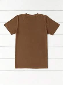 SHEIN LUNE Maglietta girocollo a maniche corte di moda, con stampa di giraffa, di taglie comode, maglietta grafica estiva da donna - Caffè Marrone - Visualizzare 2