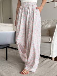 Quần ngủ ống đứng dáng rộng họa tiết hoa Ditsy dành cho nữ, Thu Đông - Nhiều màu - Xem 5