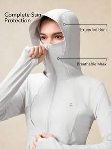 OutZeal SunProof UPF50+ 凉爽连帽修身防晒夹克 女款 带口罩 - 灰色 - 查看 2