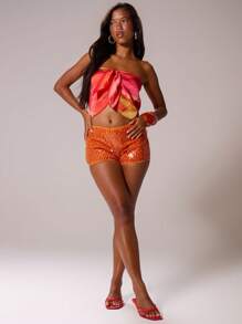 MUSERA Low Rise Sequin Micro Mini Shorts Ibiza Sexy Vacation Holiday Summer Festival Beachwear Birthday Rave Tequila Sunrise Fall Autumn Winter  Fall Winter