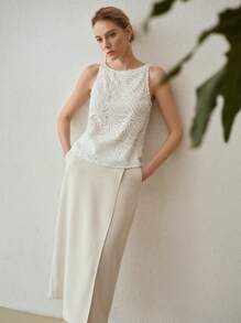 MOTF PREMIUM Canotta con scollo tondo ricamata