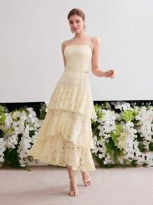 MOTF Soiréza RUFFLE LAYERED HEM CAMI DRESS